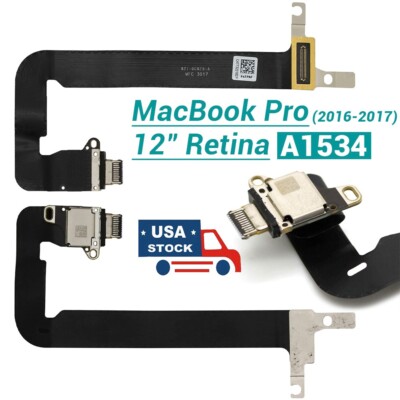 OEM I/O USB-C Board Flex Cable DC Jack For MacBook 12'' Retina A5134 2016 2017