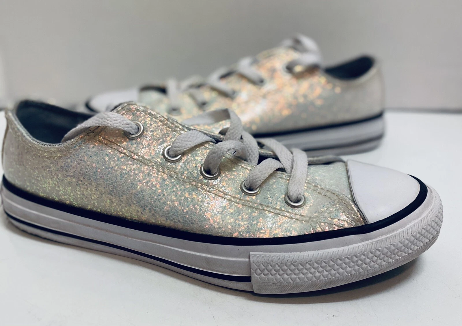 Sneakers basse Converse All Star bambina bianche iridescenti taglia 2 giovani CTAS Ox