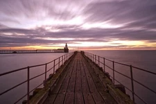 Blyth lighthouse from the West pier, UK - 18" x 12" - PRINT - LONG EXPO SUNRISE