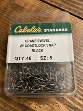 New 48 pack Cabela’s Swivel W/Coastlock Snap Size 5 Fishing