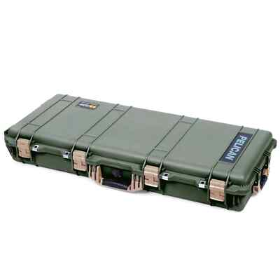 OD Green Pelican 1700 case with foam. Comes with tan handles