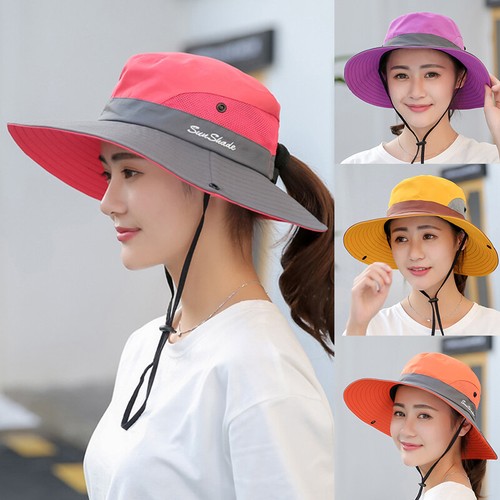 Women Men Wide Brim Bucket Hat Summer 