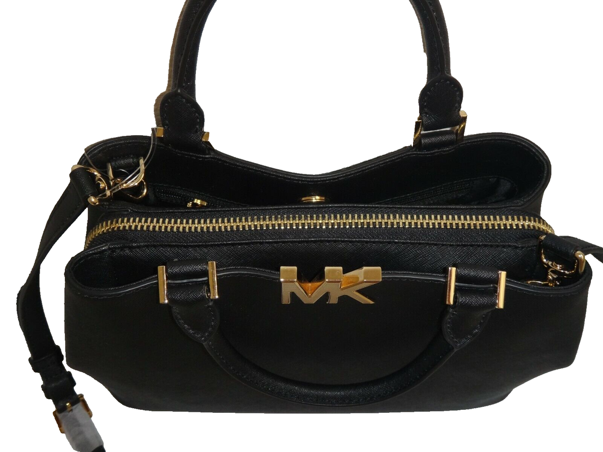 MICHAEL KORS Florence Womens MK MD Satchel Bag Black Saffiano