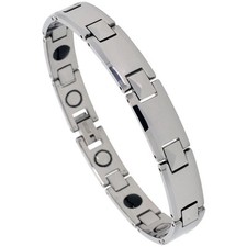 Tungsten Carbide Magnetic Bracelet w/ Triangular Facets