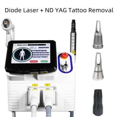 2In1 Diode Laser Hair Removal and ND Yag Tattoo Removal Skin Tightening Machine