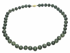 Vintage 9mm 18" Green Spinach Jade Jadeite Bead Necklace 58g