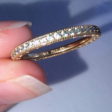 PANDORA 14k Gold Plated Band Ring CZ Size 56
