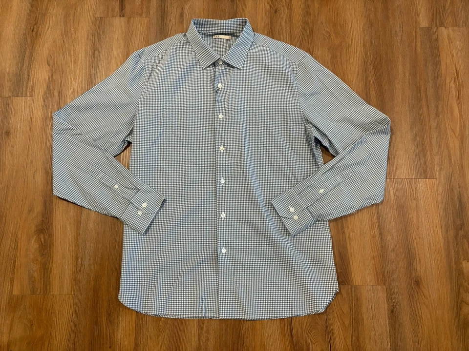 Camisas de vestir de algodón a cuadros para hombre, cuello de punta, lote de 2, talla grande, nuevas, funcionan Foto 2 de 4