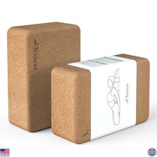 Cork Yoga Blocks 2 Pack - High Density, Non-Slip, Eco-Friendly for Yoga 