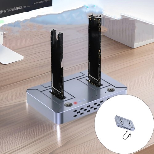 USB3.2 Double Bay M.2 NVMe Solid Disk Cloner Dock 20Gbps Offline Cloning - Afbeelding 2 van 8