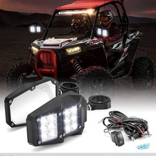 UTV Side Rear View Mirrors with LED Spot Lights w/Wiring Fit 1.75" - 2" Roll