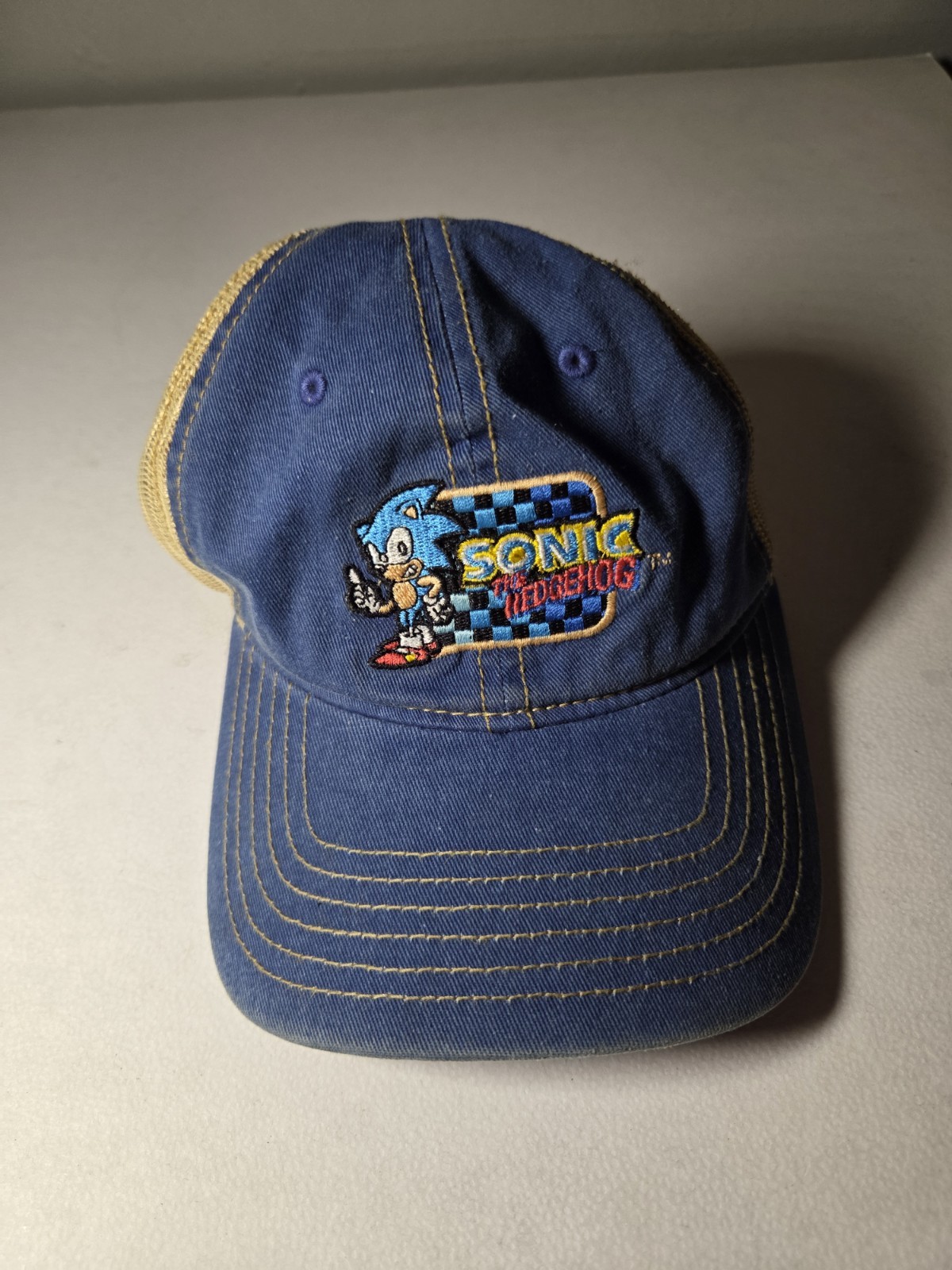 Sega Sonic the Hedgehog Adjustable Embroidered Cotton Cap Hat blue Strap Back
