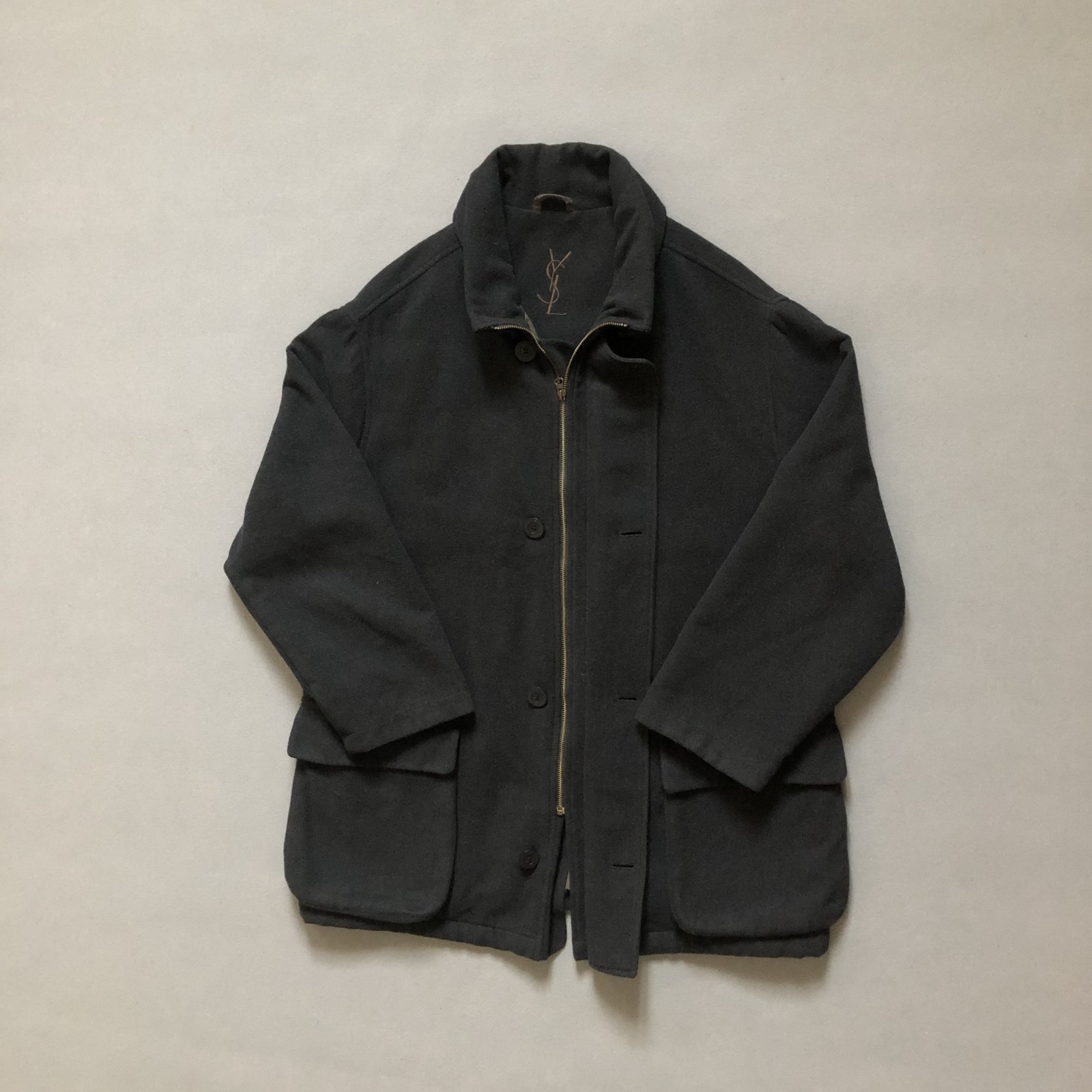 Vintage Yves Saint Laurent YSL Men’s / Men’s Wool Coat L Black - Genuine