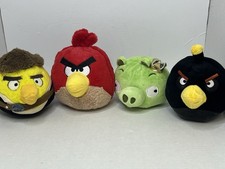 Angry Birds Plush Lot Of 4 King Pig Red Bird Bomb  Han Solo No Sounds