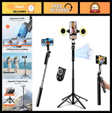 Auto Face Tracking Selfie Stick Tripod 360 Rotation with Light Remote for Vlo