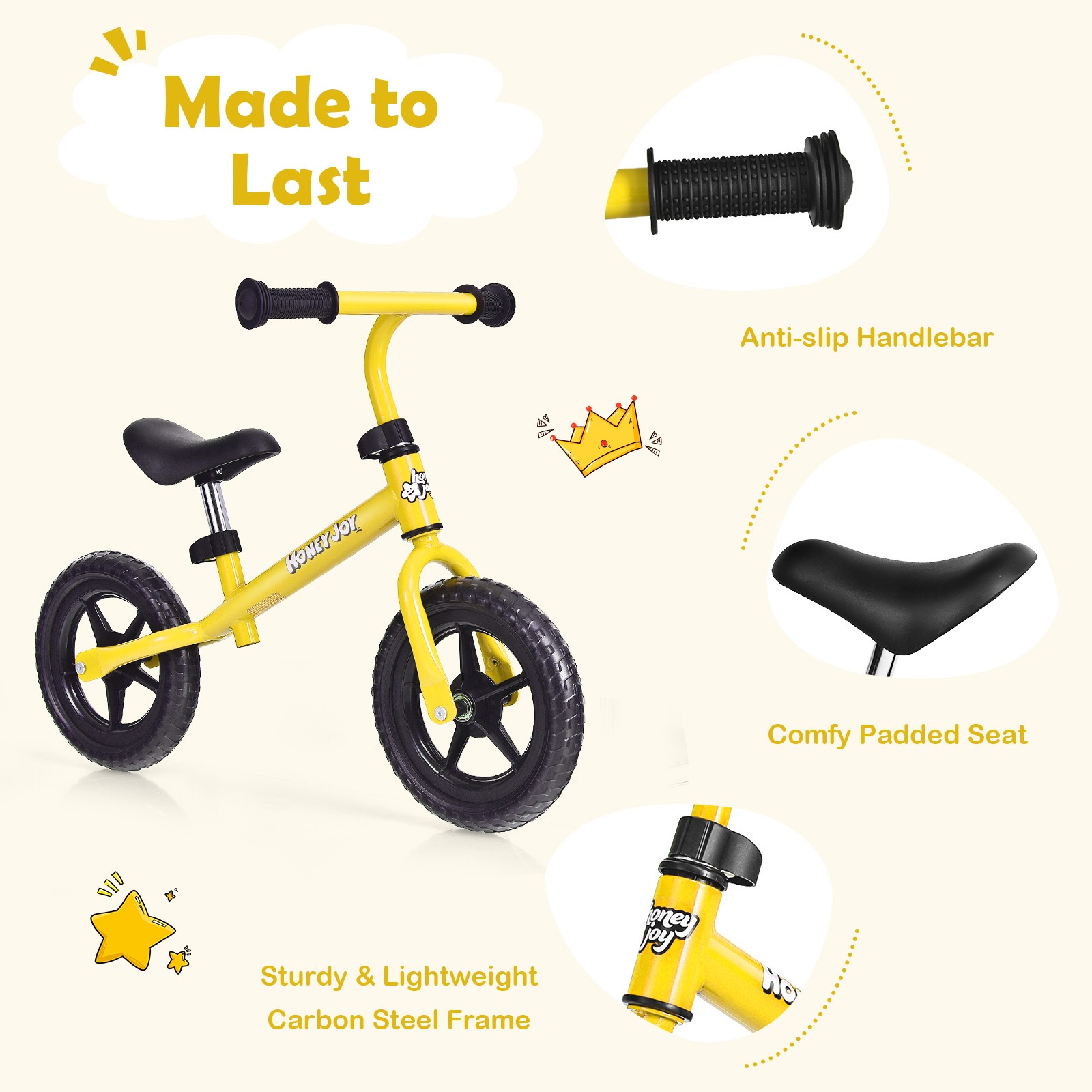 Kids No Pedal Training Bicycle Balance Bike w/ Adjustable Handlebar & Seat