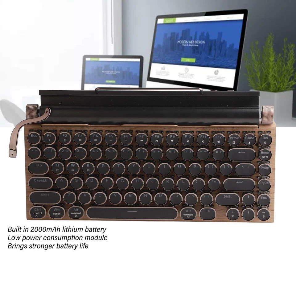 Mechanical Gaming Keyboard, Typewriter Retro Punk Gaming Keyboard, Bluetooth ... - Image 4 of 4