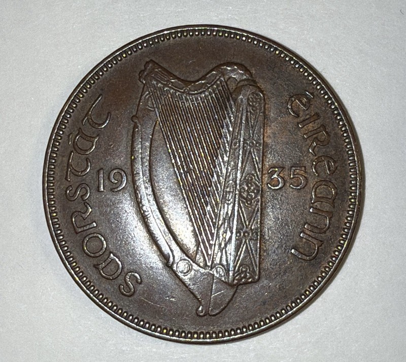 1935 Ireland Penny Harp KM# 3 Bronze Shipped W/o Tracking