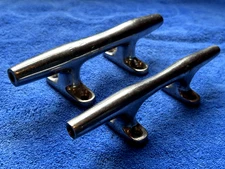 Lot of 2 Vintage Chrome Boat Cleats - 6.5" - Sailing Boating Rigging