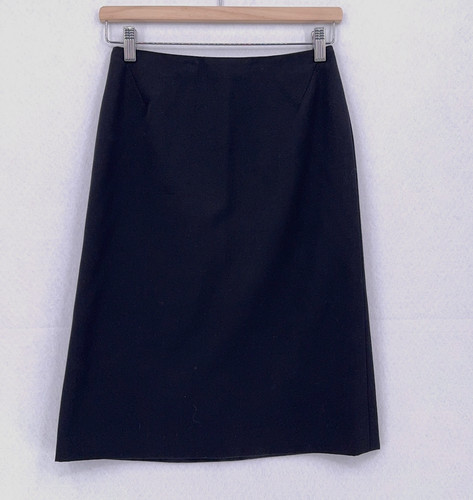 Vintage 90s Gianni Versace Couture Blue Wool Blend A Line Skirt IT 38 US 2