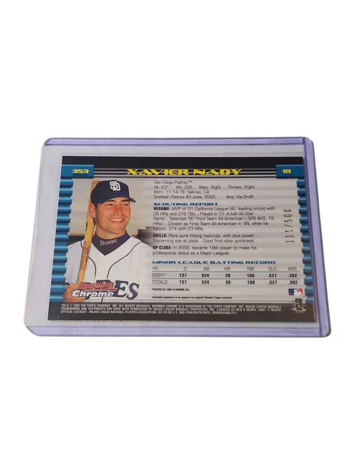 🔥2002 Bowman Chrome Xavier Nady Refractors 111/500 #353 Padres - Image 2 of 2