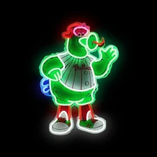 Philadelphia Phillies Mascot LED Neon Sign With Dimmer USB Powered Light Lamp