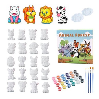 24 Pcs Animal Forest Paint Your Own Plaster Animals Kit - Cute Zoo Figurines ...