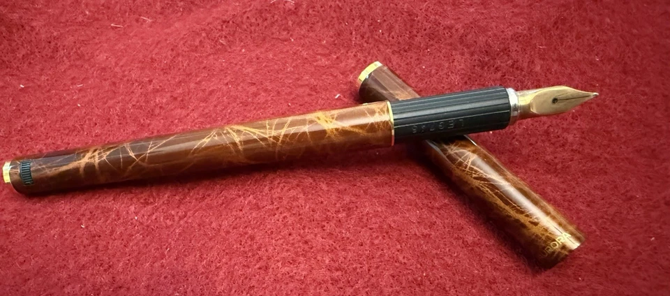 PLUMA ESTILOGRÁFICA AURORA HASTIL VINTAGE, LACA TORTUGA COCIDA ORO 14K NUEVA EN CAJA Foto 3 de 4