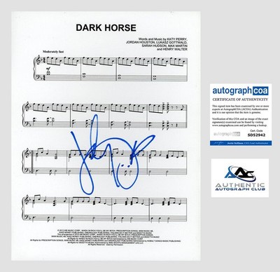 KATY PERRY AUTOGRAPH SIGNED SHEET MUSIC DARK HORSE ACOA
