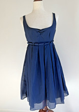 Guess VTG Silk Cotton Blue Babydoll Dress Pleated Y2K Size 7 (SM/XS) Mini Length
