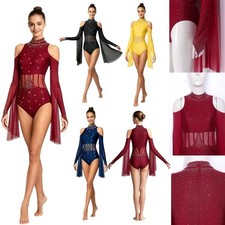 US Women Ballerina Stage Performance Leotard Skating Bodysuit Ballroom Ballet