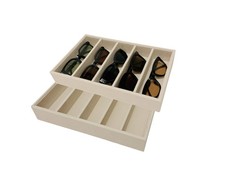 2 Pieces Velvet Jewelry and Eyeglasses Organizer Trays,5 Adjustable Spaces of...