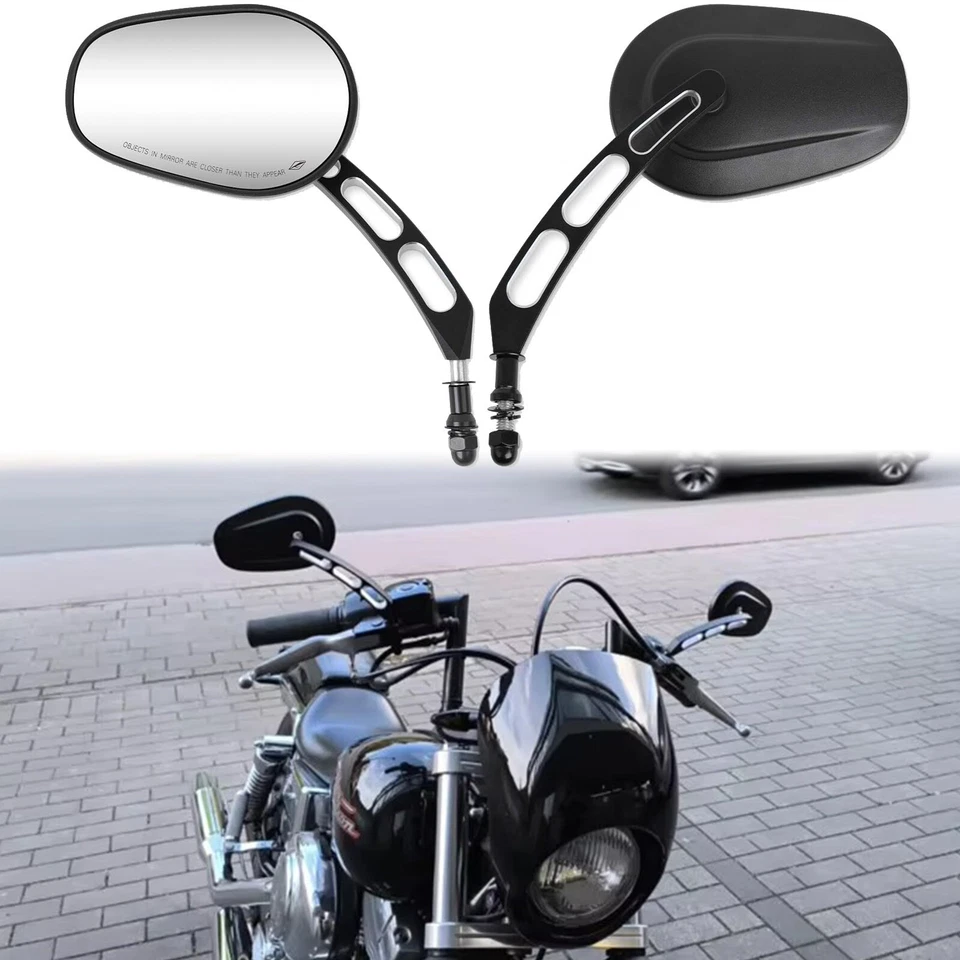 Espejos retrovisores negros de 8 mm para motocicleta Harley Heritage Softail Classic FLSTC Foto 2 de 4