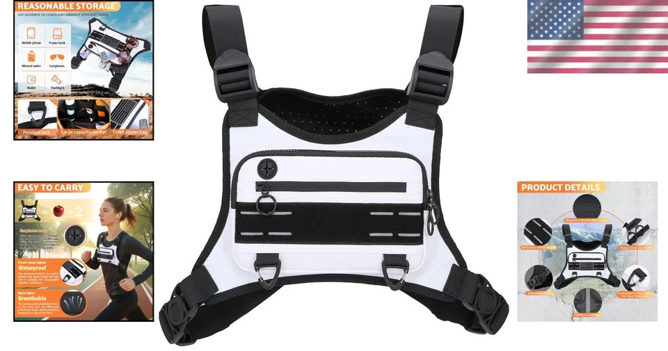 Bolsa de pecho deportiva ligera resistente al agua para hombre y mujer - Diseño manos libres Foto 2 de 4