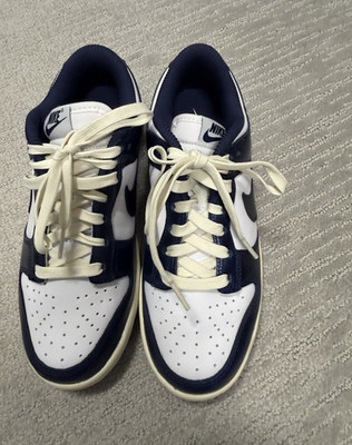 Nike Dunk Low Navy/White Leather Low Top Lace-Up Athletic Sneakers Men