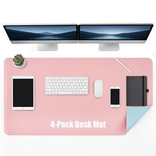 PU Leather Desk Mat Desk Pad Mouse Pad - Waterproof, Non-Slip Rubber Base