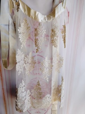 15 W Cream Lace 24'' Lg Apron,Gold, Women Bavarian Dirndl,Trachten 1/2 Apron 4.