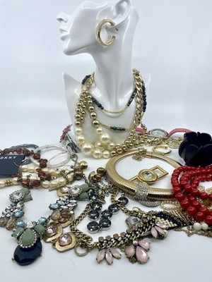 Vintage Statement Necklace Jewelry Lot Chunky Bib Collar Faux Pearl 20+ pcs