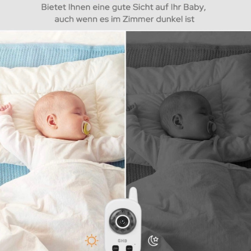 GHB Babyphone Mit Kamera Video Baby Monitor 2,4 Ghz Gegensprechfunktion ECO Modu - Bild 3 von 8