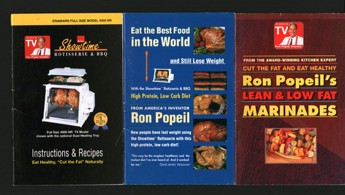 REPLACEMENT MANUAL Ronco Showtime Rotisserie BBQ 4000 NR + Diet + Marinade Book