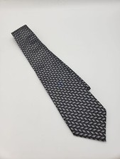George Machado Zylos Men's Silk Geometric Neck Tie Black, Gray, Silver 60"