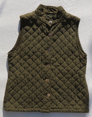 ZONA Hand Made USA Green Tencel Quilted Button Fitted Vest Jacket Top size S - Picture 4 of 5