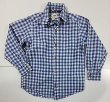 YOUTH BOYS THE CHILDRENS PLACE BLUE WHITE PLAID BUTTON UP SHIRT M 7 8