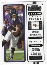 2022 PANINI PLAYOFF CONTENDERS RASHMAN BATEMAN #6 RAVENS