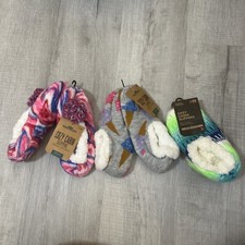 3x Northeast Outfitters Girls' Cozy Cabin Slippers Sock Fuzzy Size 10K-4 NEW