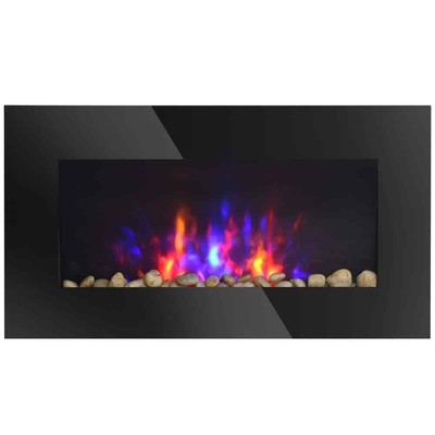 28.5 in. 1500-Watt Electric Wall-Mounted Fireplace with Flame Effect, 7 Color Ba