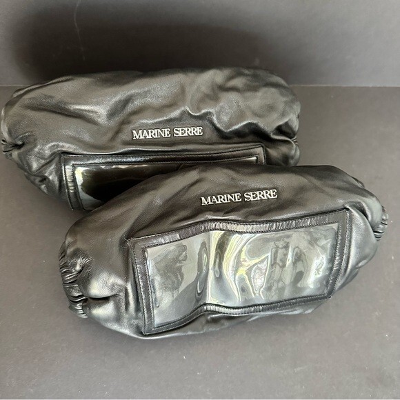 Marine Serre Black Leather Multipocket Padded Muff Bag Forearm Sleeve Warmers