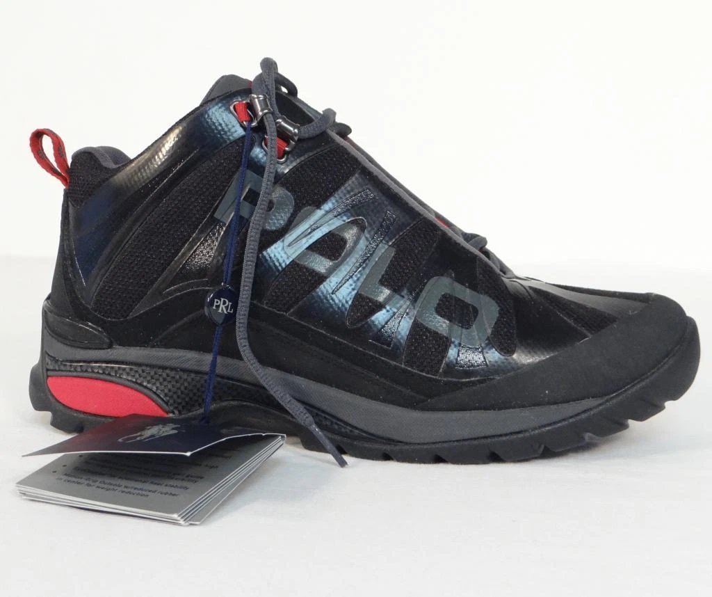 Polo Ralph Lauren Black Spielman Trail Shoes Hiking Ankle Shoes Mens NWT