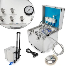 Mobile Dental Delivery Unit Portable Rolling Box 4 Holes Air Compressor Suction
