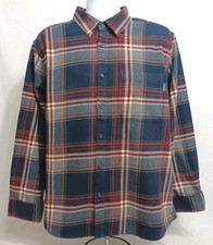 Eddie Bauer Mens Button Down Long Sleeve Shirt Flannel Size 2XL XXL Fit Blue Red
